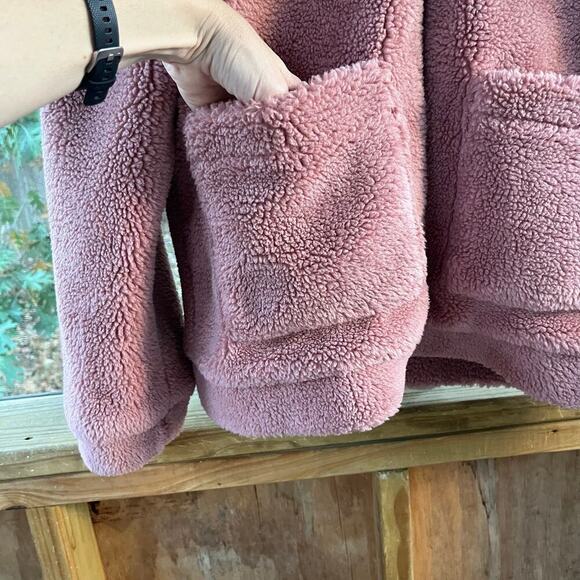 Nordstrom Elodie Rose Pink Teddy Coat Size M. Deep Front Pockets, Front Zip. - Picture 5 of 8